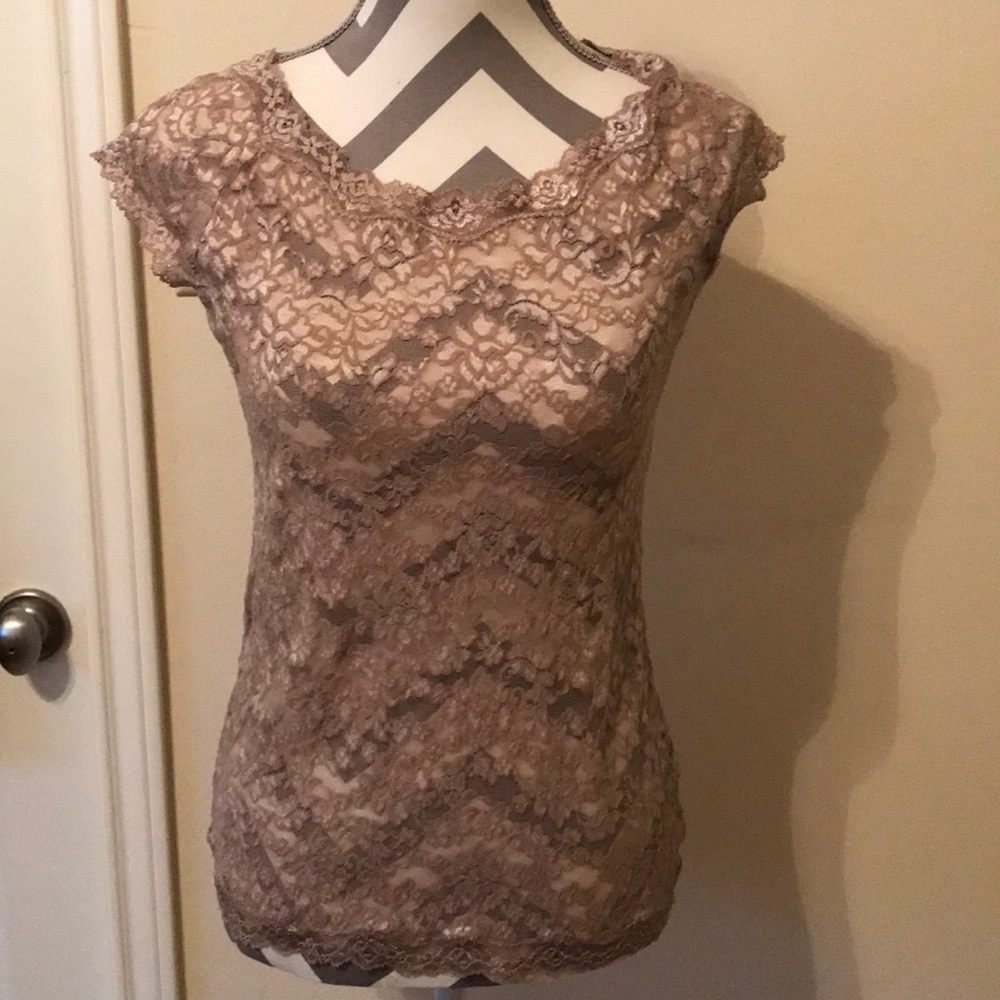 Nude lace sheer top